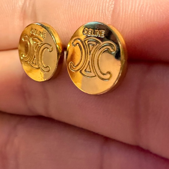 Celine Gold Macadam Triomphe Buttons turned into Studs - Picture 6 of 15